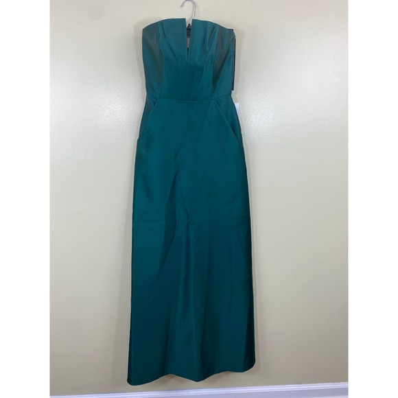 ALFRED SUNG D755 SATIN TWILL NWT Size 0 STRAPLESS MAXI DRESS BLUSH - Picture 3 of 7